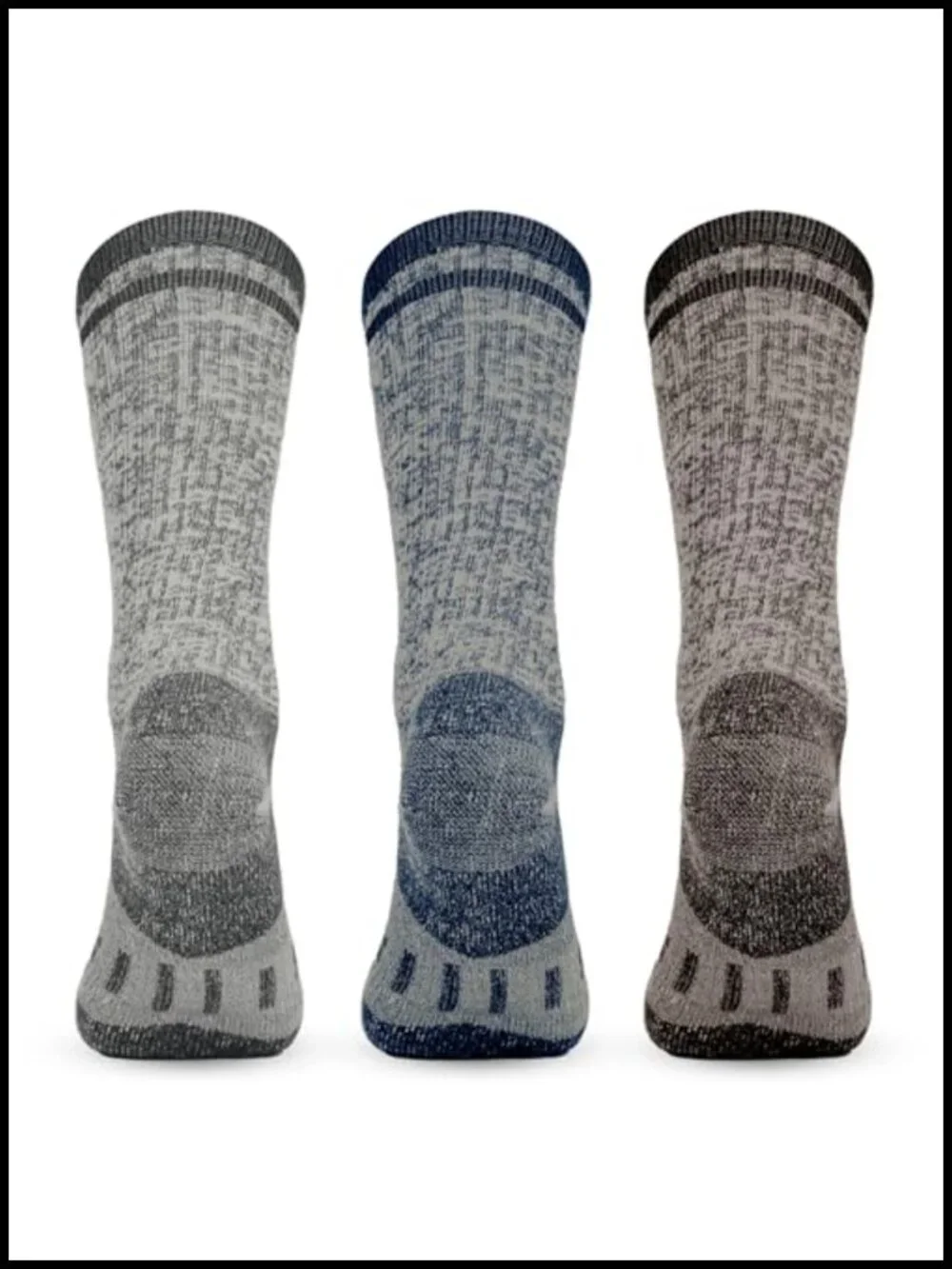 3-Pack Merino Wool Midweight Hiking Crew Socks with Snug Calves,